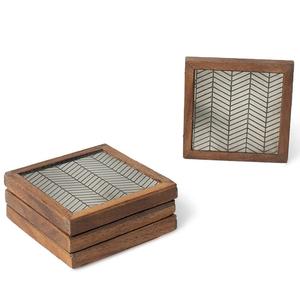 Posavasos de madera de diseño fabuloso con juego de soporte de seis posavasos de piedra de producto de Venta caliente centro de mesa de vajilla de calidad increíble - Product Image 6
