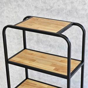 ชั้นวางของตกแต่ง KTB68136 โครงเหล็กพร้อมท็อปไม้ยางพารา ขนาด 60x30x140 ซม. แบบตั้งพื้น สำหรับห้องนั่งเล่น - Product Image 6