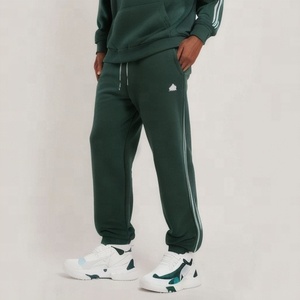 Costume de jogging vert de luxe survêtement en coton impression personnalisée/chenille broderie logo couleur bloc survêtement streetwear pour hommes - Product Image 2