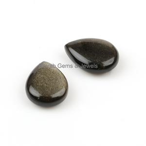 ควอตซ์ออบซิเดียนธรรมชาติ12X16มม. อัญมณีหลวมทรงลูกแพร์เรียบได้รับการรับรองจำนวนมาก - Product Image 2