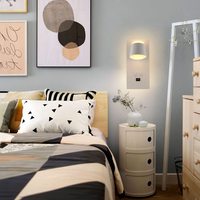 Nouvelle applique murale LED moderne nordique avec interrupteur et port de prise USB abat-jour réglable rotatif 3000K blanc chaud chambre lampe de chevet