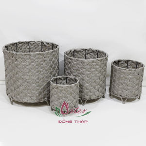 Artex Dong Thap Vente en gros de plantes écologiques Jardinière en poly rotin moderne Vase pour visage Pot en ciment pour la décoration de la maison - Product Image 1