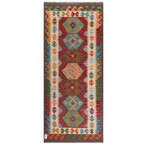 Alfombra Kilim de Maimana, Afganistán, 191 x 83 cm, Alfombras y Juegos de Alfombras - Product Image 1