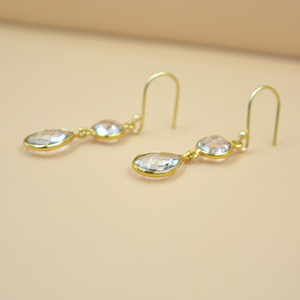 Boucles d'oreilles en argent Sterling 925 faites à la main Quartz blanc naturel pierres précieuses bijoux de mariage à la mode or nouveau Design pour - Product Image 3