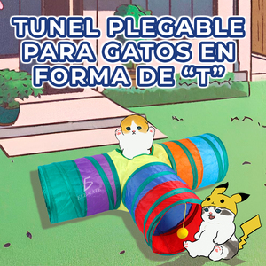 Tunnel per Gatti a Forma di T con Tre Uscite per Divertimento ed Esercizio Felino - Product Image 5