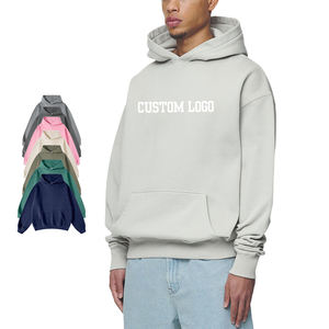 Sudadera con Capucha Oversize para Hombre, Ajuste Holgado, Estilo Urbano, Algodón, Bordada, Lisa, Teñida, Elegante - Product Image 1