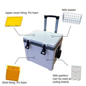 Neues Design Patent 50 L isolierte PP-PU-Schaum-Kühlerboxen für Outdoor Camping mit Teleskopgriffen und Hochleistungsrädern - Product Image 3