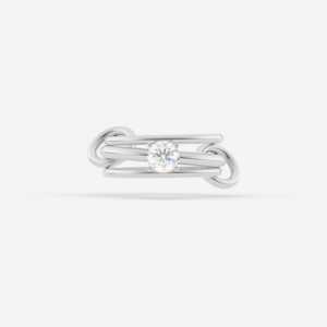 Dernière bague ronde en or massif 14k Moissanite avec diamant, connecteur en or et argent, ensemble de broches, bague solitaire - Product Image 3