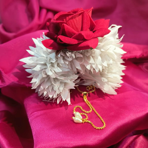 Romántico jazmín tela Rosa flor Gajra con cadena ajustable musulmán Nikah fiesta Favor mano pulsera mujer accesorio regalo - Product Image 4