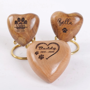 Urne funéraire personnalisée en forme de cœur en bois, souvenir commémoratif pour les cendres, urnes funéraires pour les cendres humaines et d'animaux de compagnie - Product Image 3