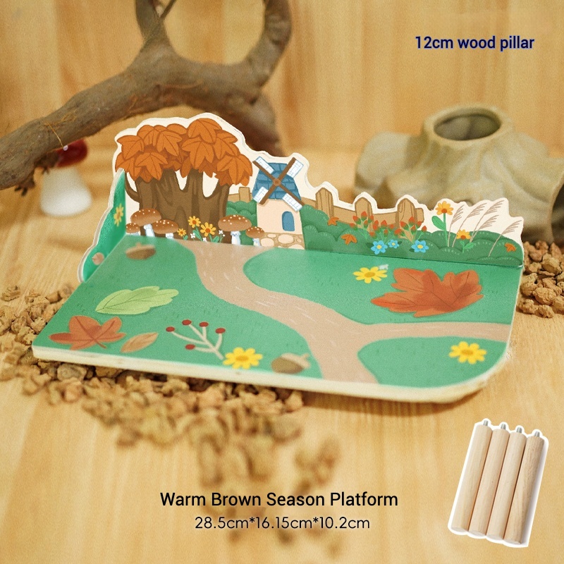 Plataforma verde/marrón caliente de la estación (soportes de madera del 12cm)