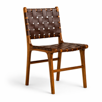 Chaise de salle à manger FREYA de style moderne du milieu du siècle |   Meubles de maison en bois massif avec sièges en cuir |   Sièges contractuels de couleur personnalisée, non pliables