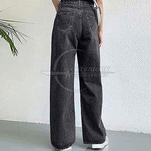 Pantalones vaqueros de pierna ancha hechos a medida pantalones vaqueros de pierna ancha holgados para mujer recién llegados personalizados - Product Image 2