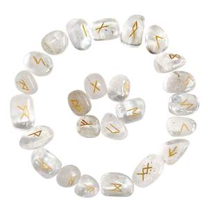 Haute qualité cristal clair rune dégringolé ensemble pierre naturelle reiki guérison viking cristal pierres précieuses wicca rune ensemble en gros - Product Image 2