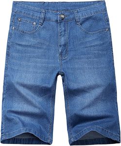 กางเกงขาสั้นผ้ายีนส์มีซิปสำหรับผู้ชายกางเกงขาสั้นทรงหลวมลำลองหลายกระเป๋าซักเบาฤดูร้อนใส่ประจำวัน - Product Image 1