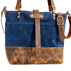 Canvas Tote Bag Crossbody Large Made in Pakistan the Leather Vintage <b>Stitching</b> Carry on Bag LCTG-0001E - Product Image 1