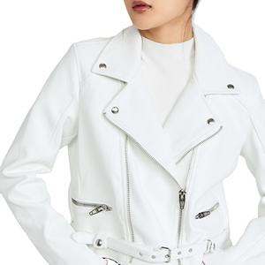 Vente chaude couleur blanc brillant qualité veste en cuir pour femmes personnalisée veste en cuir d'extérieur en cuir moteur veste d'hiver 2025 - Product Image 1