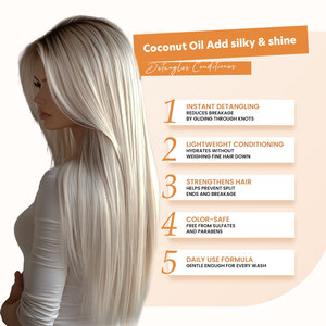 Suministros al por mayor para el cuidado del cabello: <span class=keywords><strong>Acondicionador</strong></span> desenredante de coco sin sulfatos para el cabello rizado o seco, que cura los nudos. - Product Image 3