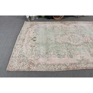 Alfombra de pelo medio ecológica de lana turca Vintage verde rosa tejido plano de gran tamaño 5 pies 9 pulgadas X 9 pies 3 pulgadas Patchwork comedor - Product Image 3