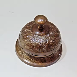Campana de escritorio adornada con diseño de flores antiguas de latón náutico, artículo de campana de escritorio de llamada de hotel de oficina con precio al por mayor - Product Image 4