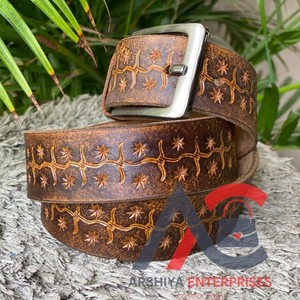 Ceintures vintage faites à la main pour femmes de haute qualité en cuir de vachette ceinture en cuir véritable de luxe en relief pour hommes - Product Image 1