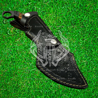 Couteau de survie Bowie en acier D2 de qualité industrielle, fait main, avec revêtement en poudre, lame à pointe tombante pour la chasse et le camping, étui en cuir