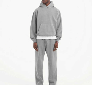 Chándal de felpa francesa con logotipo personalizado, conjunto de Sudadera con capucha para hombre, chándales de algodón de lana gruesa de peso pesado en blanco para unisex - Product Image 2