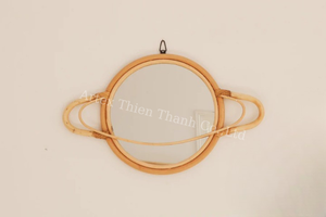 Espejo de mimbre tejido a mano para decoración de habitación de niños, espejo de pared de ratán Saturn - Product Image 2