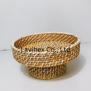 Bandeja de mimbre ecológica para servir postres, bandeja tejida de aspecto único con soporte, precio barato de Vietnam - Product Image 2