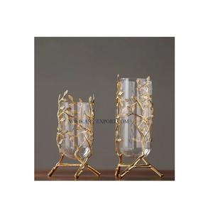 Vase à fleurs en verre plaqué or et transparent de la plus grande qualité en aluminium, design élégant, vase à fleurs décoratif et pot - Product Image 1