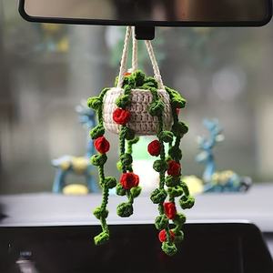 Pendentif de voiture moderne le plus vendu, panier suspendu tressé à la main, fleur décorative pour rétroviseur et intérieur, créatif - Product Image 6