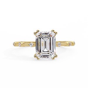 Bagues de fiançailles personnalisées en or jaune 14 carats avec diamant de laboratoire taille émeraude, certifiées IGI, solitaires, pour mariage, pour femmes - Product Image 4