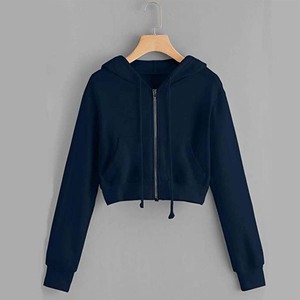Fashion <b>Cropped</b> Hoodie for Women Zip-Up Hooded Sweatshirt Modern Casual Streetwear <b>Top</b> - Product Image 2