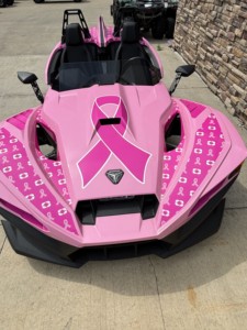Pink 3-Seat Gasoline Off-Road Vehicle with Black <b>Wheels</b> Open Top Design <b>Plastic</b> Construction All Seasons Use - Product Image 2