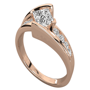 แหวนหมั้นเพชรทรงกลมและทรงเจ้าหญิงสำหรับเธอ - Product Image 1