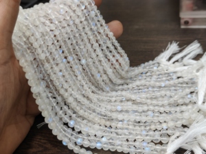 Cuentas Lisas de Piedra Lunar Arcoíris Blanca Natural de Alta Calidad, 4-6 mm, para la Elaboración de Joyas, se Venden por Hilo, 8 - Product Image 5