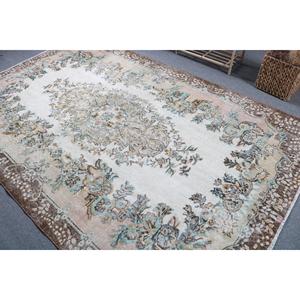 Turkish Large Rug, 5.8x9.3 ft Vintage Rug, <b>Brown</b> <b>Wool</b> Rug - Product Image 4