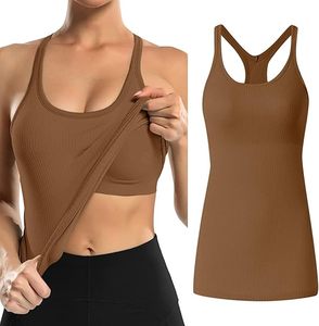 Sujetador deportivo ligero 2 en 1 con estampado, top sin mangas transpirable con cuello cuadrado, ropa interior de yoga y fitness con tirantes y almohadillas de pecho en blanco. - Product Image 6