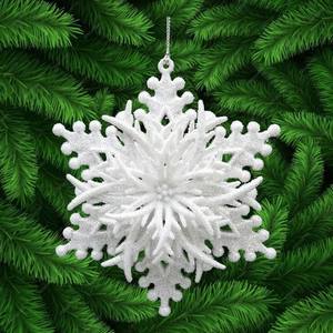 Décoration de Noël et du Nouvel An, paillettes blanches, champagne argenté, paillettes blanches, acrylique transparent plaqué iridescent, ornement flocon de neige 3D - Product Image 1