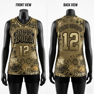 Women Basketball Jersey 180 GSM breathable polyester <b>mesh</b> rib trim custom tackle twill print Women Basketball Jersey Breathable - Product Image 4