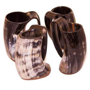 Jarras para beber de cuerno de buey pulido Natural con logotipo personalizado 100 tazas de cuerno para beber hechas a mano puro Natural precio bajo - Product Image 3