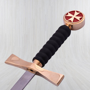 Funda Decorativa para Espada de los Caballeros Templarios Masónicos, Hoja de Acero de Damasco con Borde Dentado, Mango de Latón, Personalizable OEM, para Cosplay - Product Image 3