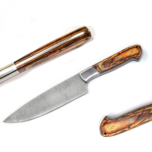 Cuchillo de Chef paquistaní hecho a mano profesional con mango de madera, hoja de acero de Damasco, apto para lavavajillas, alta durabilidad - Product Image 1