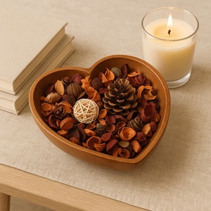 Bol de service en bois élégant en forme de cœur bols en bois naturel de forme unique pour la maison hôtel restaurant - Product Image 2