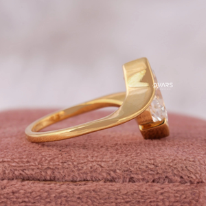 แหวนหมั้นเพชรทรงมาร์คีส์ 3 กะรัต รับรองโดย IGI ผลิตจากเพชรเลี้ยงในห้องปฏิบัติการ ตัวเรือนทองคำแท้ 18K ความใส VVS สี F สำหรับงานแต่งงาน แบบครึ่งกรอบ - Product Image 3