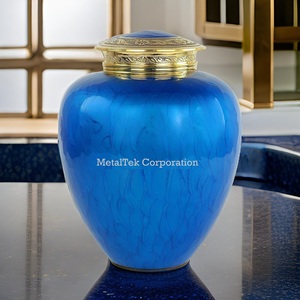 Manteau en émail bleu français urnes funéraires en métal en aluminium et souvenir Style adulte restes humains cendres funéraires incinérées urne et pot en métal - Product Image 6