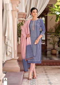 Ensemble de Kurtis de Style indien pakistanais en coton imprimé rayonne pour bas en lycra imprimé en mousseline Dupatta bas imprimé rayonne indien - Product Image 2