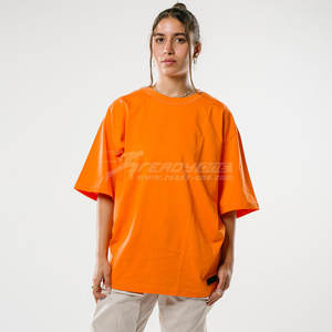 Camiseta de algodón 100% personalizada del fabricante, patrón sólido, nuevo cuello redondo de gran tamaño, logotipo bordado, ropa de calle para hombres y mujeres, suelta - Product Image 4