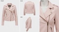 Veste en daim de chèvre rose personnalisée pour femme, avec fermeture éclair à quincaillerie laiton antique, coupe ajustée, pour l'hiver