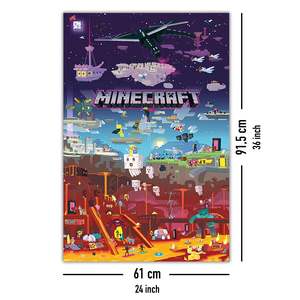 Modern Style Minecraft World Beyond <b>Poster</b> Canvas Material with Black <b>Frame</b> for Wall Decor - Product Image 4